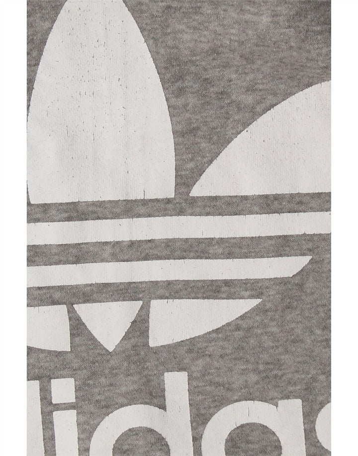 ADIDAS Γυναικείο Γραφικό Hoodie Jumper UK 10 Small Grey Cotton
