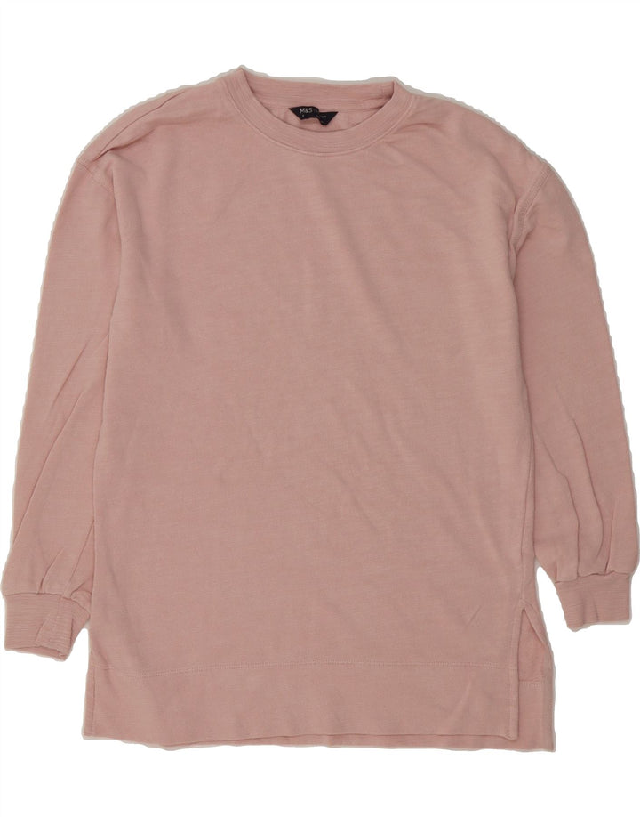 MARKS & SPENCER Womens Oversized Sweatshirt Jumper UK 8 Small Pink Cotton Vintage Marks & Spencer and Second-Hand Marks & Spencer from Messina Hembry 