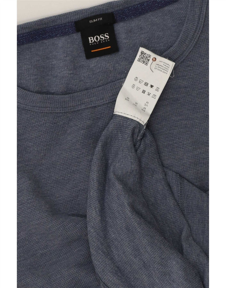 Ανδρικό μπλουζάκι Hugo Boss, μακρυμάνικο, βαμβακερό μεσαίο μπλε ναυτικό