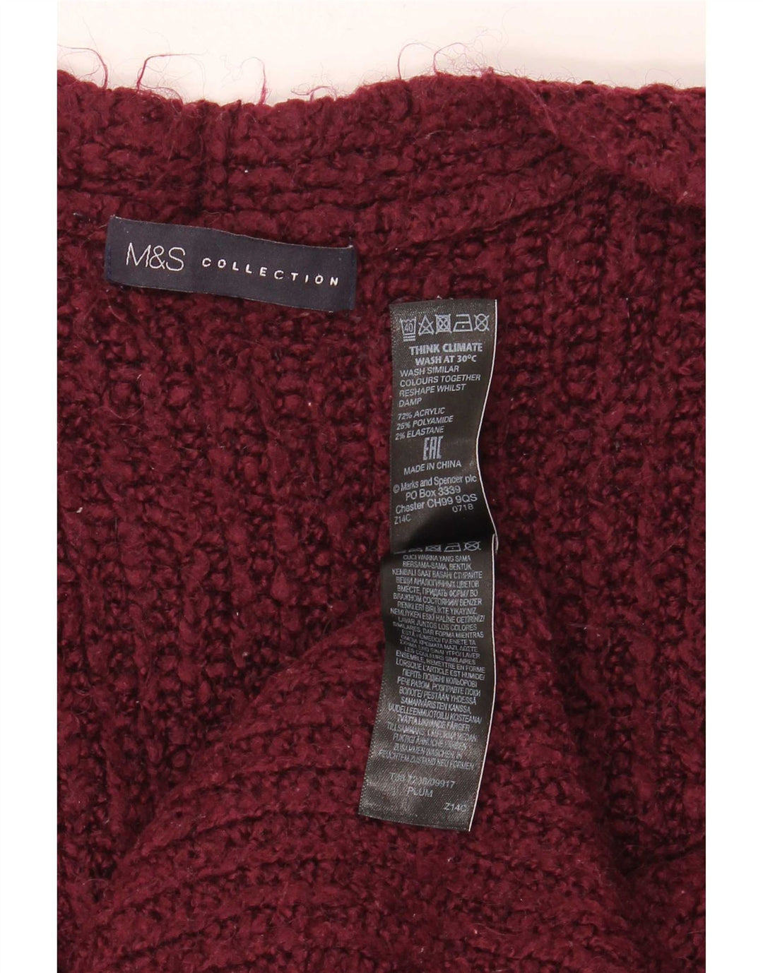 Marks & Spencer Γυναικείο ανοιχτό πουλόβερ UK 16 Large Maroon