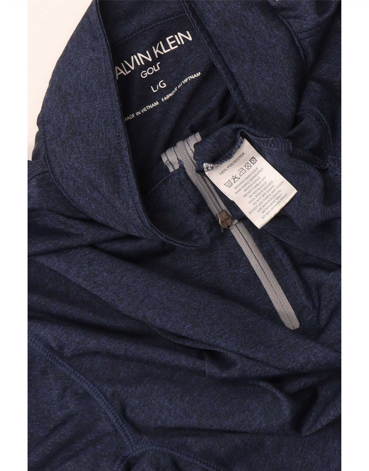 Calvin Klein Ανδρική φόρμα αθλητικής φόρμας Calvin Klein με φερμουάρ πουλόβερ με λαιμόκοψη, μεγάλη μπλε ναυτική