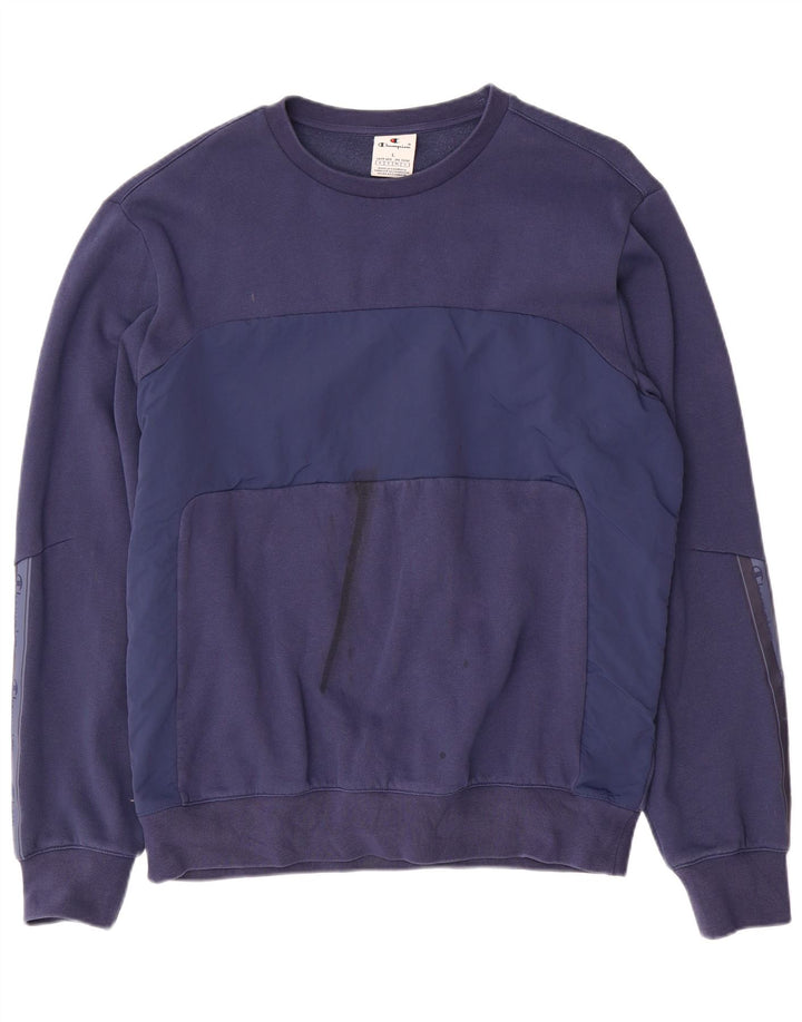 CHAMPION Ανδρικό γραφικό φούτερ Jumper Μεγάλο Navy Blue Colorblock Βαμβακερό