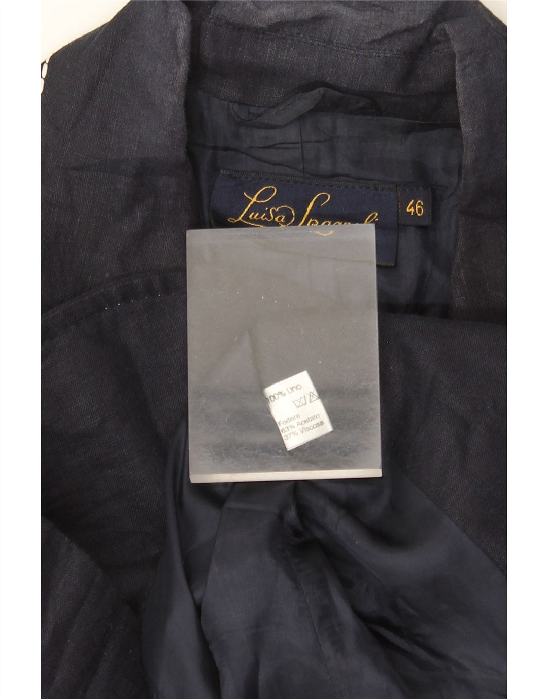 LUISA SPAGNOLI Γυναικείο σακάκι με 2 κουμπιά μπλέιζερ IT 46 Μεγάλο λινό Navy Blue