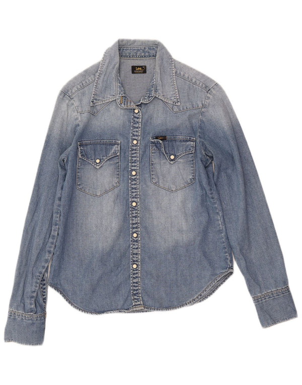 LEE Womens Acid Wash Denim πουκάμισο UK 10 Small Blue βαμβακερό