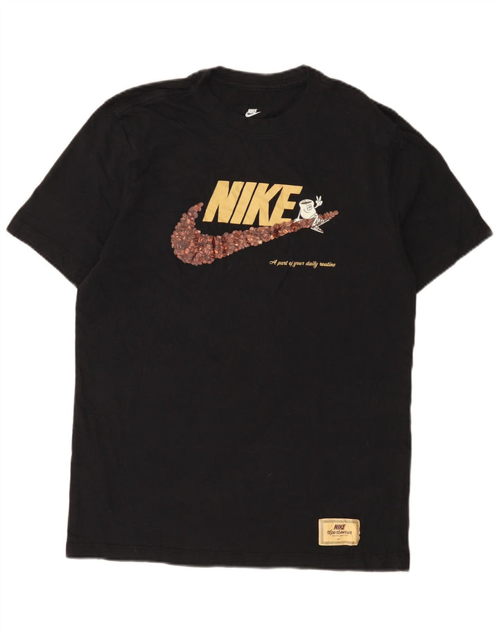 Ανδρικό γραφικό μπλουζάκι Nike, μεσαίο μαύρο βαμβακερό