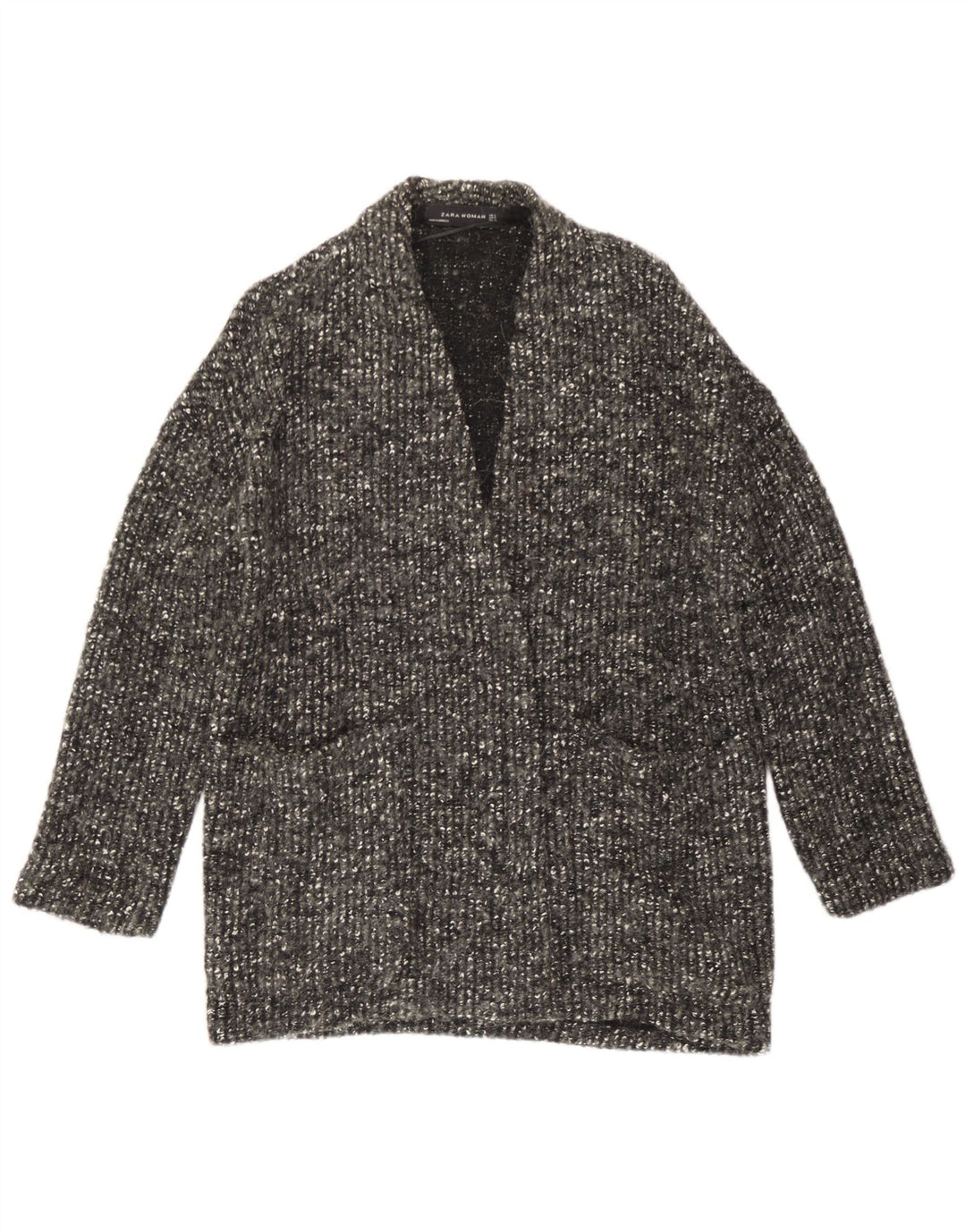 Zara Γυναικείο ανοιχτό πουλόβερ UK 10 Small Grey Flecked Wool