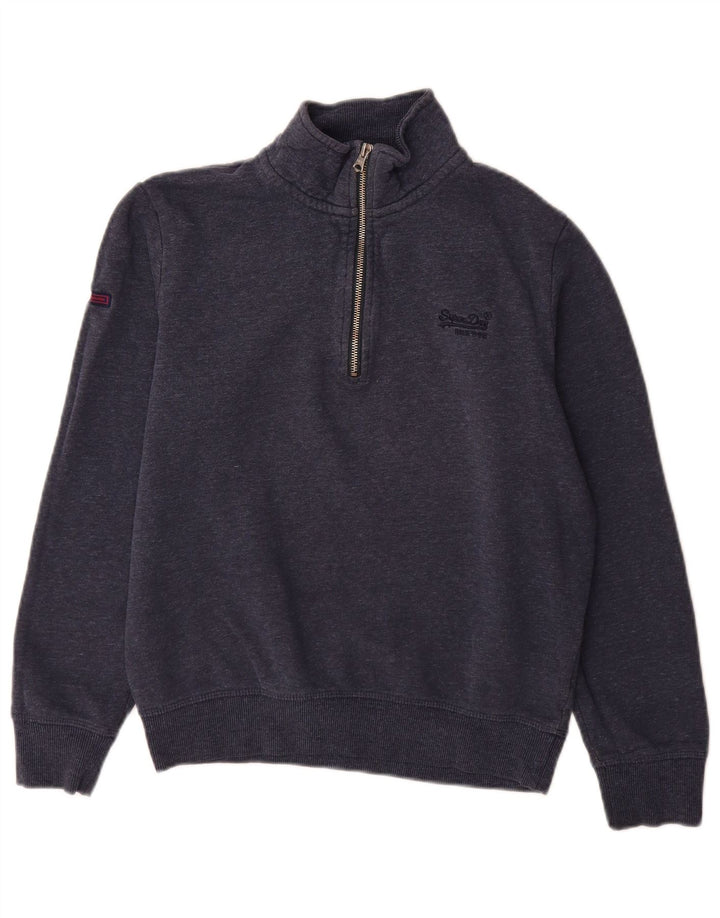 Ανδρικό φούτερ με φερμουάρ Superdry, Jumper, Βαμβακερό σε μπλε ναυτικό