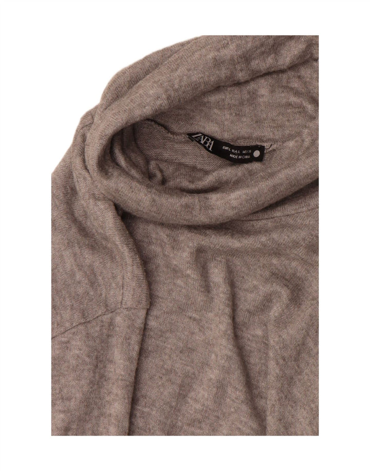 Zara Γυναικείο πουλόβερ με ρολό λαιμόκοψη UK 16 Large Grey
