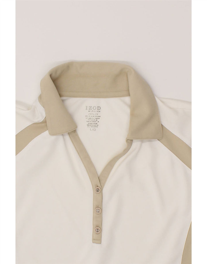 IZOD Womens Polo Shirt UK 16 Large White Colourblock Polyester Vintage Izod and Second-Hand Izod from Messina Hembry 