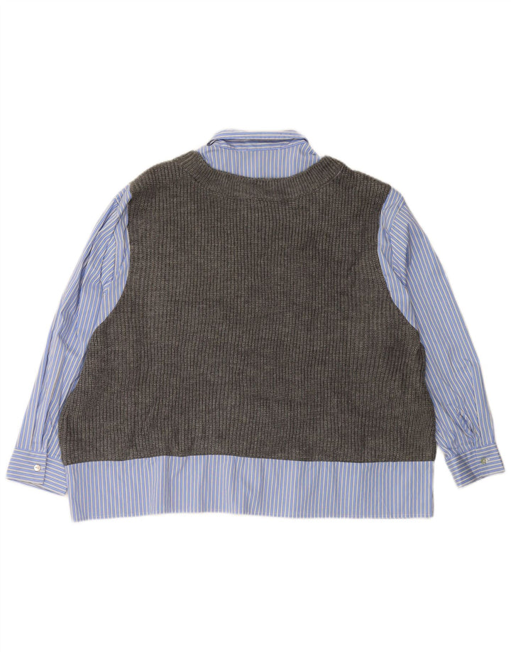 ZARA Γυναικείο Πλεκτό Πλεκτό Πουκάμισο UK 6 XS Μπλε ριγέ