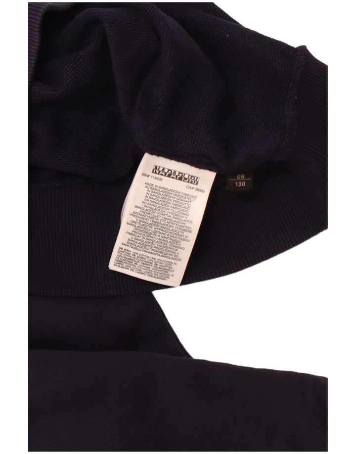 NAPAPIJRI Boys Graphic Hoodie Jumper 7-8 Years Navy Blue Cotton