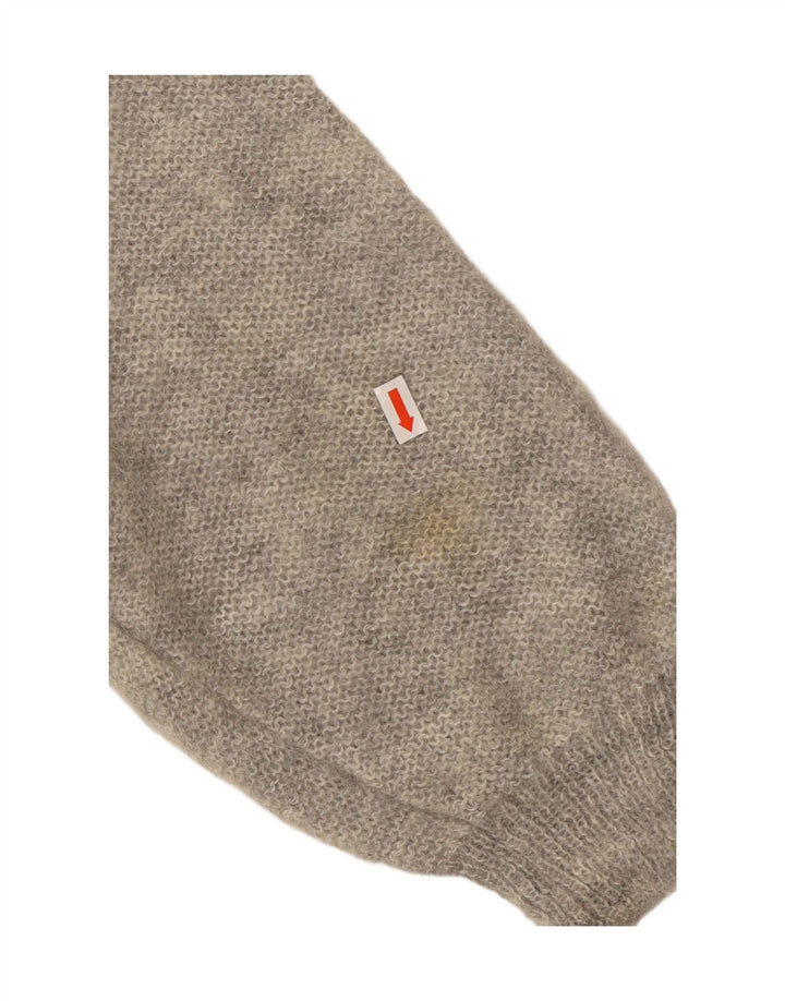 VINTAGE Γυναικείο πουλόβερ με λαιμό χελώνα UK 18 XL Γκρι λουλουδάτο μοχέρ