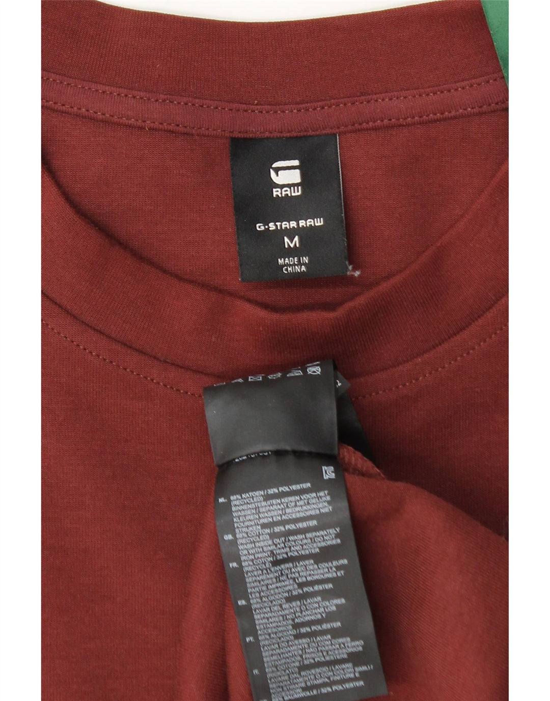 Ανδρικό μπλουζάκι G-STAR με μακρυμάνικο μεσαίο μπορντό βαμβάκι