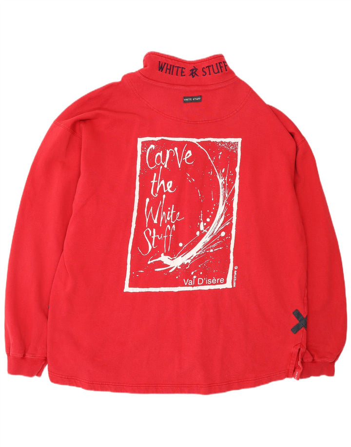 WHITE STUFF Ανδρική φούτερ με γραφικό φερμουάρ σε γραφικό φόρμα Jumper XL Κόκκινο