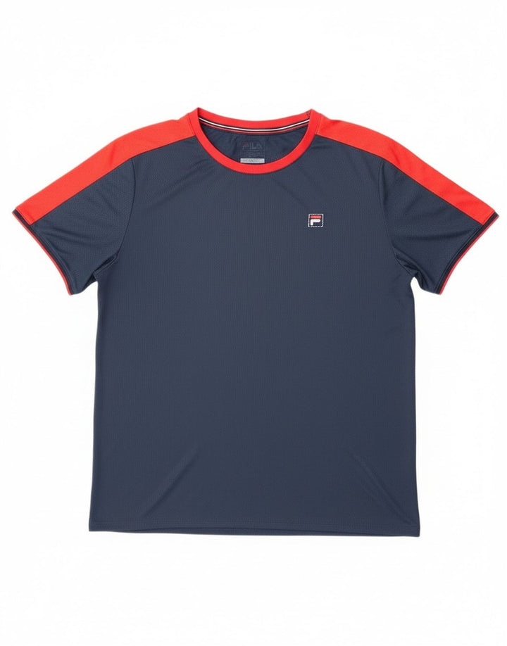 Ανδρικό T-Shirt Fila Top 2XL Navy Blue Colorblock Πολυεστέρας