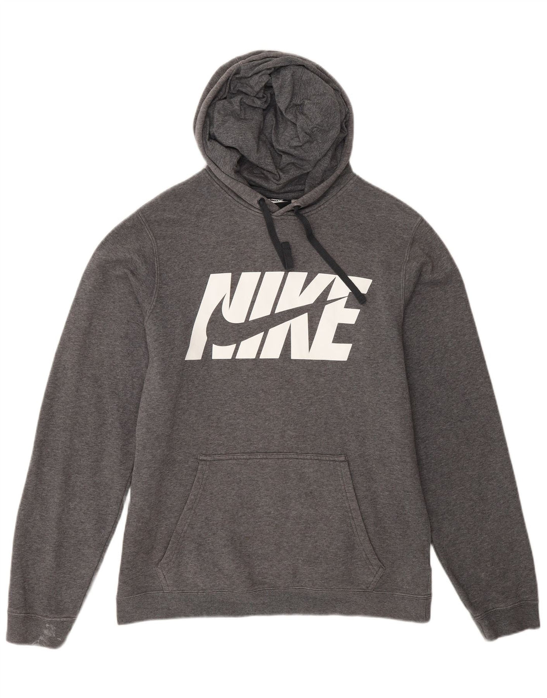 NIKE Mens Graphic Hoodie Jumper Small Grey Cotton