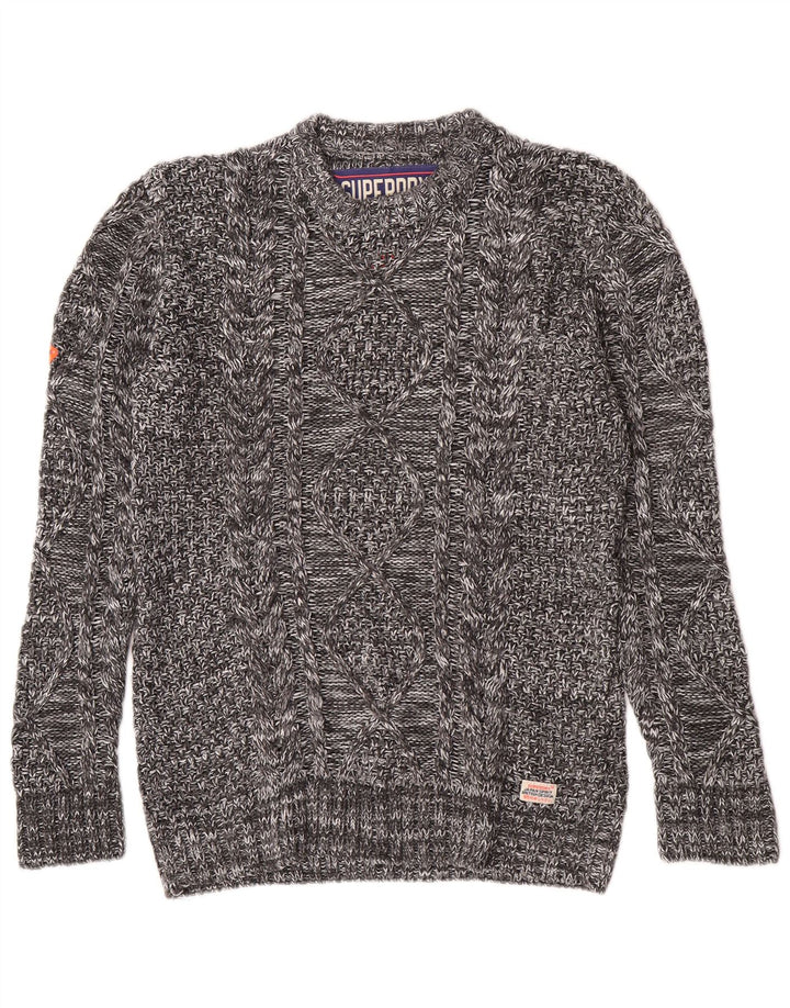 Superdry Ανδρικό πουλόβερ με λαιμόκοψη με μεσαίο γκρι ακρυλικό χειμωνιάτικο