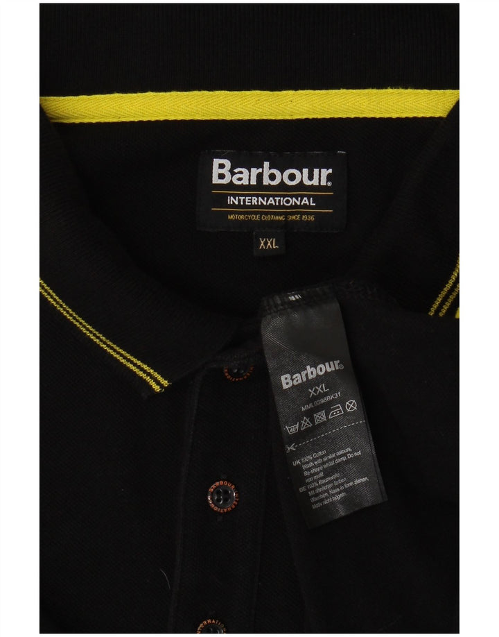 BARBOUR Ανδρικό Πόλο Μπλουζάκι 2XL Μαύρο βαμβακερό
