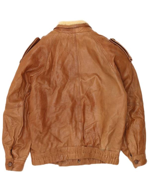 Vintage Ανδρικό Military Μπουφάν UK 40 Large Beige Leather