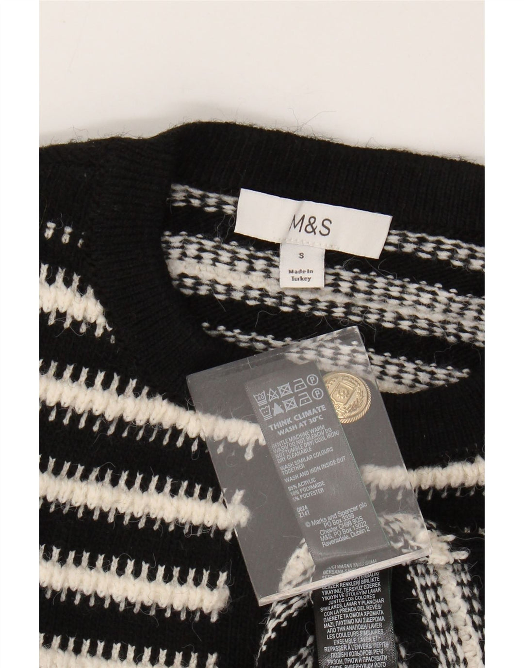 MARKS & SPENCER Γυναικείο πουλόβερ ζακέτα UK 10 Small Black Ride Acrylic