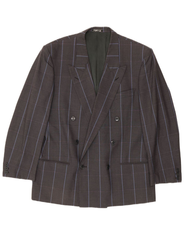 Ungaro Mens Double Breasted Blazer Jacket IT 50 Large Grey Pinstripe