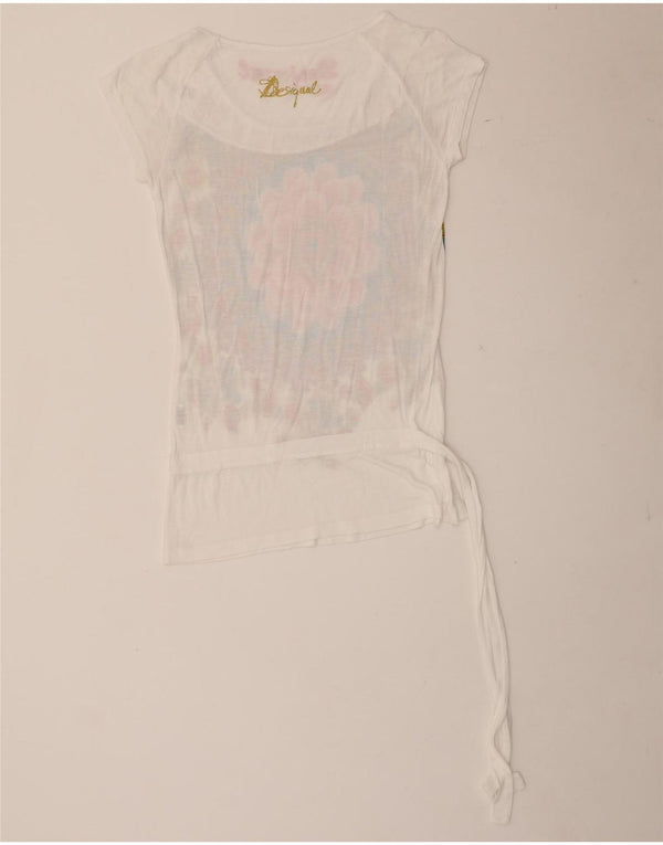 Γυναικείο γραφικό μπλουζάκι Desigual Top UK 10 Small White Floral
