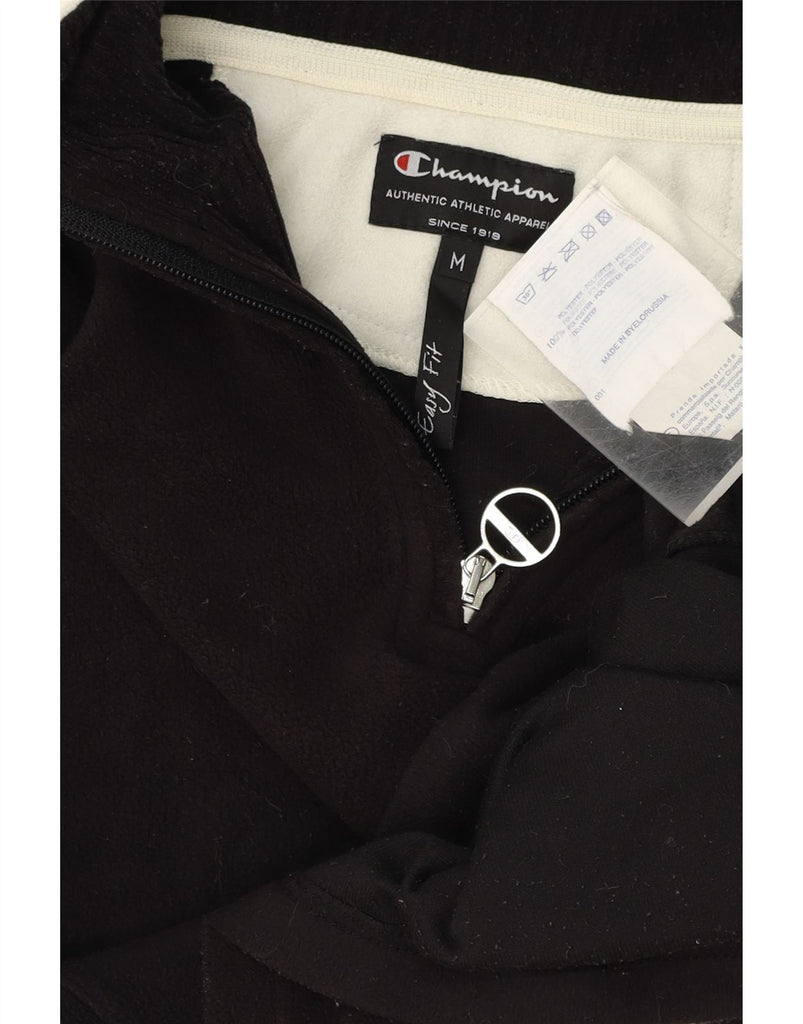 CHAMPION Womens Easy Fit Zip Neck Fleece Jumper UK 14 Medium Black Vintage Champion and Second-Hand Champion from Messina Hembry 