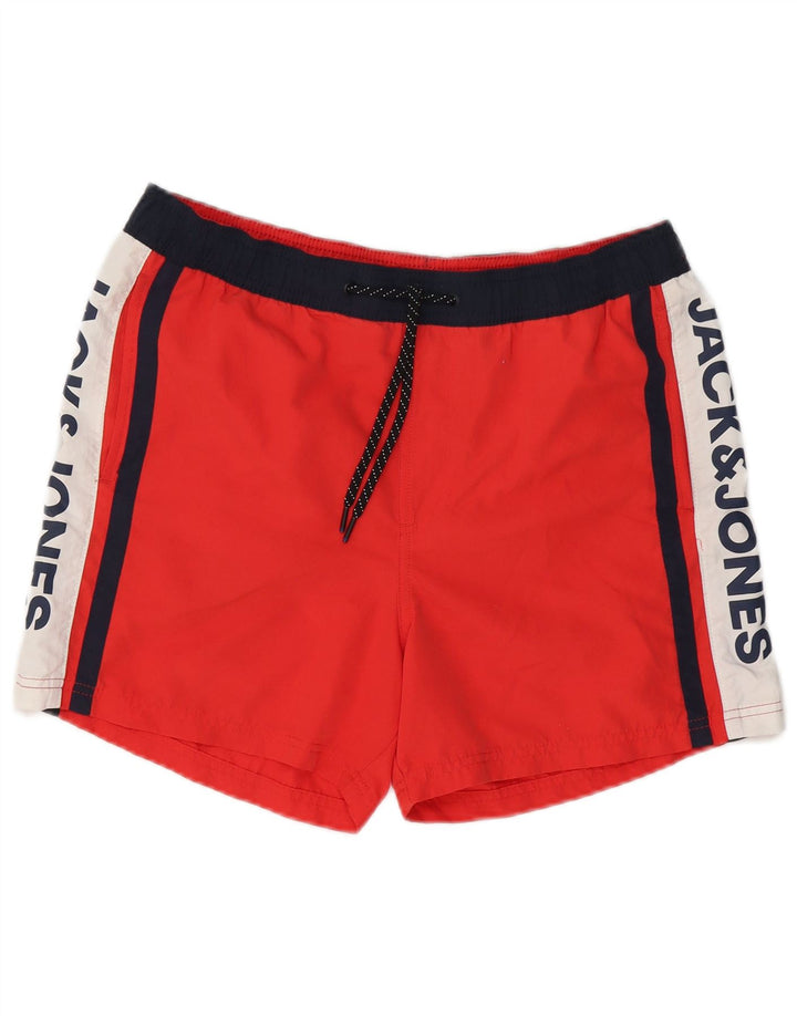 Ανδρικό γραφικό σορτς κολύμβησης Jack & Jones με μεσαίο κόκκινο χρώμα πολυεστέρα