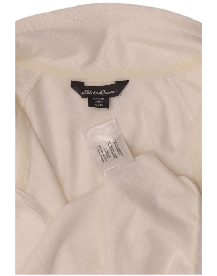 Γυναικεία φόρμα πουλόβερ με φερμουάρ Eddie Bauer Top UK 18 XL Λευκή γεωμετρική