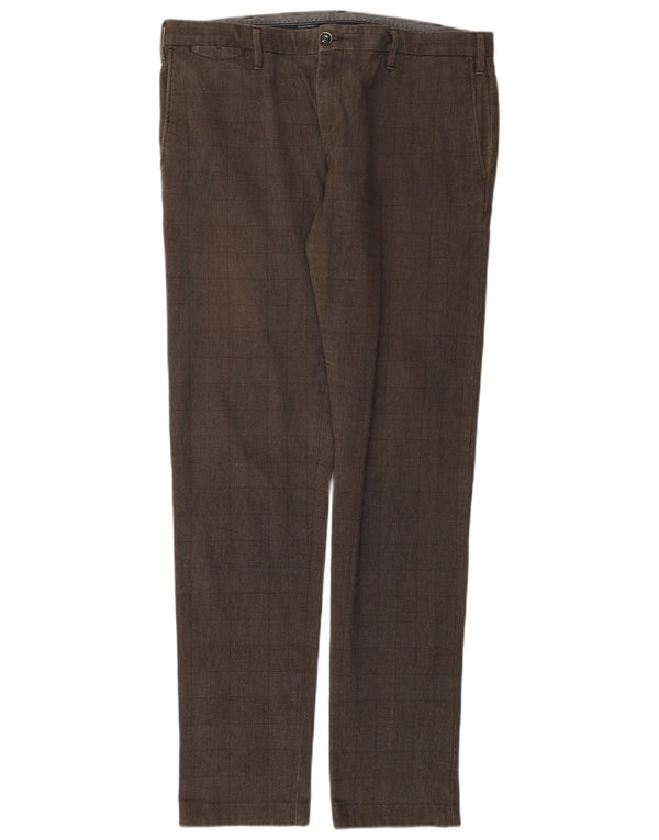 Henry s Mens Slim Fit Chino Trousers IT 52 XL W36 L33 Brown Check