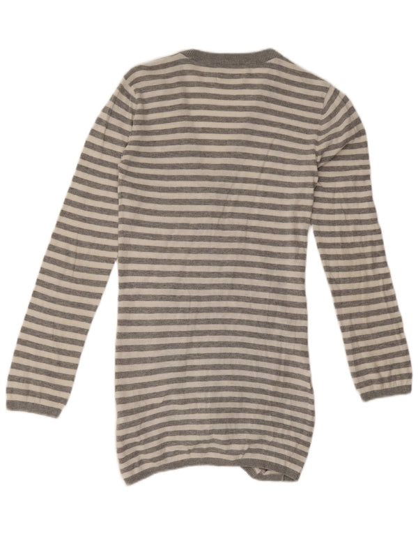 Γυναικείο πουλόβερ ζακέτα Longline Adidas IT 34 2XS Γκρι ριγέ βαμβακερό