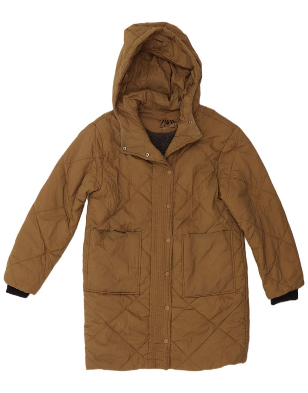 Παλτό Zara Girls Hooded Podded 11-12 Years Brown Nylon