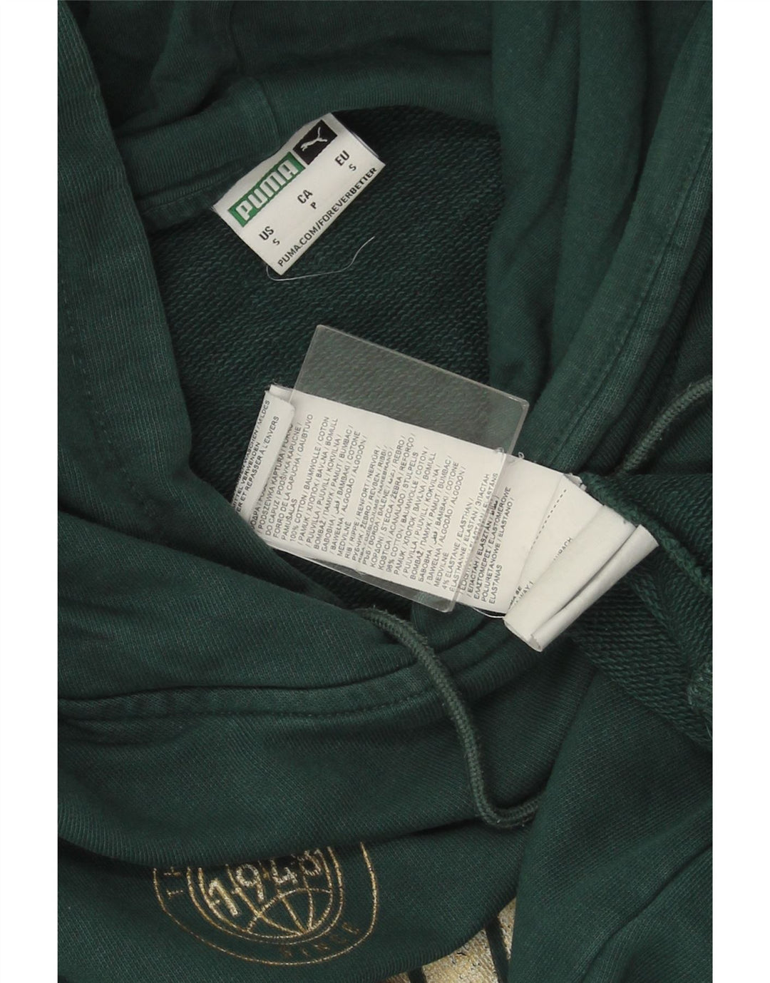 Ανδρικό γραφικό κουκούλα PUMA, μικρό πράσινο βαμβακερό