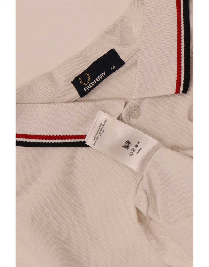 Fred Perry Ανδρικό Πόλο Μπλουζάκι 2XL Λευκό βαμβακερό ριγέ