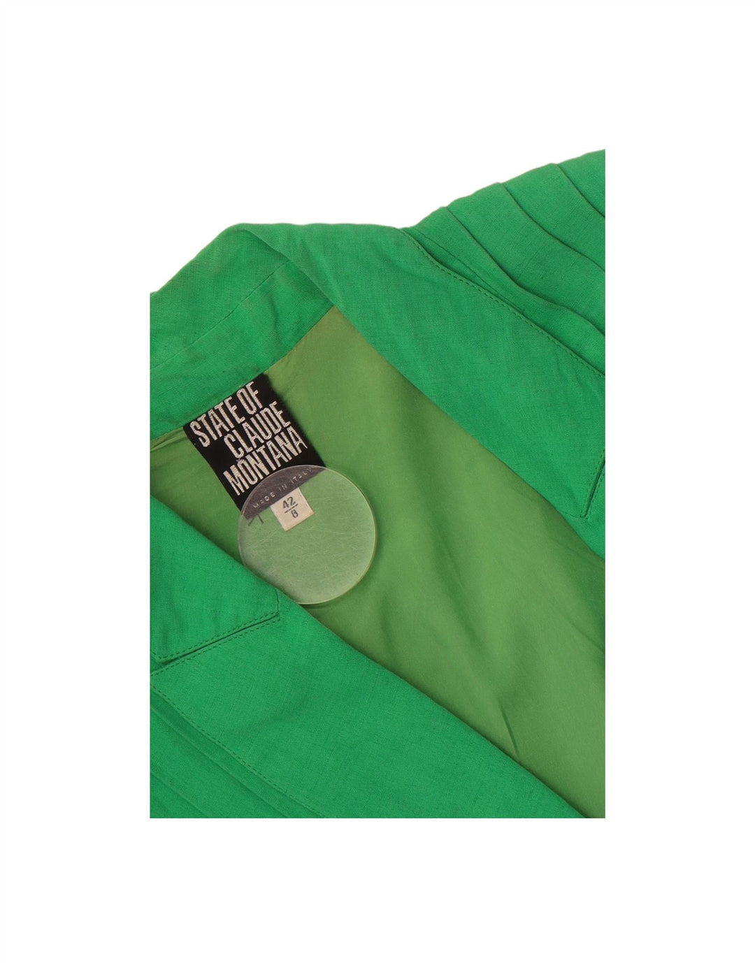 STATE OF CLAUDE MONTANA Womens 1 Button Blazer Jacket US 8 Medium Green