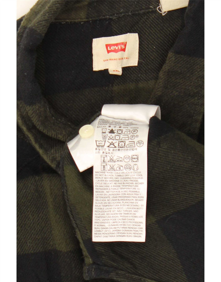Ανδρικό φανελένιο πουκάμισο Levi's 2XL Χακί Check Cotton