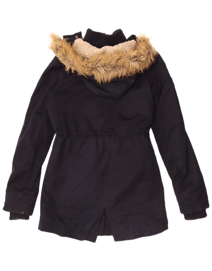 Superdry γυναικείο μπουφάν Parka με κουκούλα UK 6 XS Navy Blue Polyester