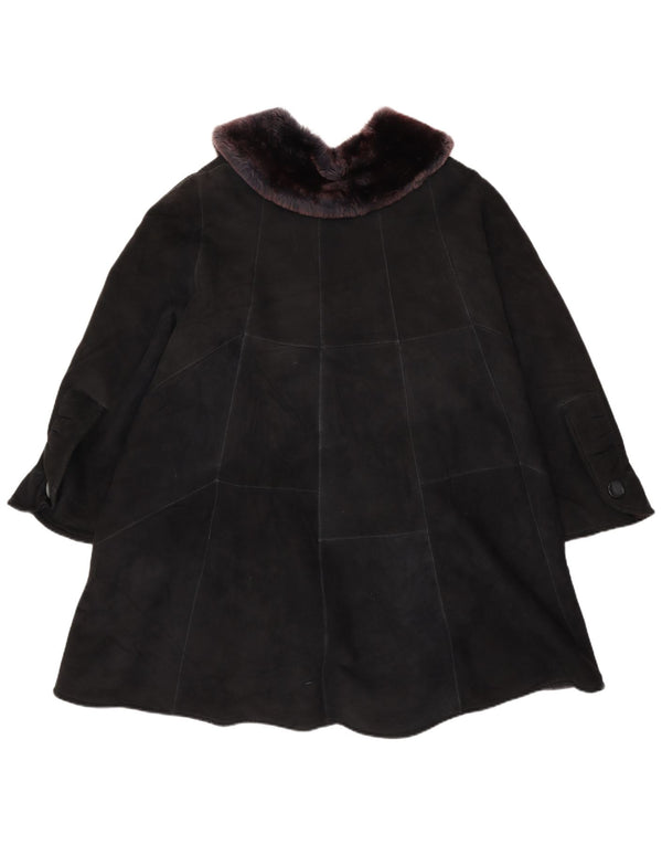 VINTAGE Γυναικείο Παλτό Shearling Oversized UK 22 3XL Black Patchwork