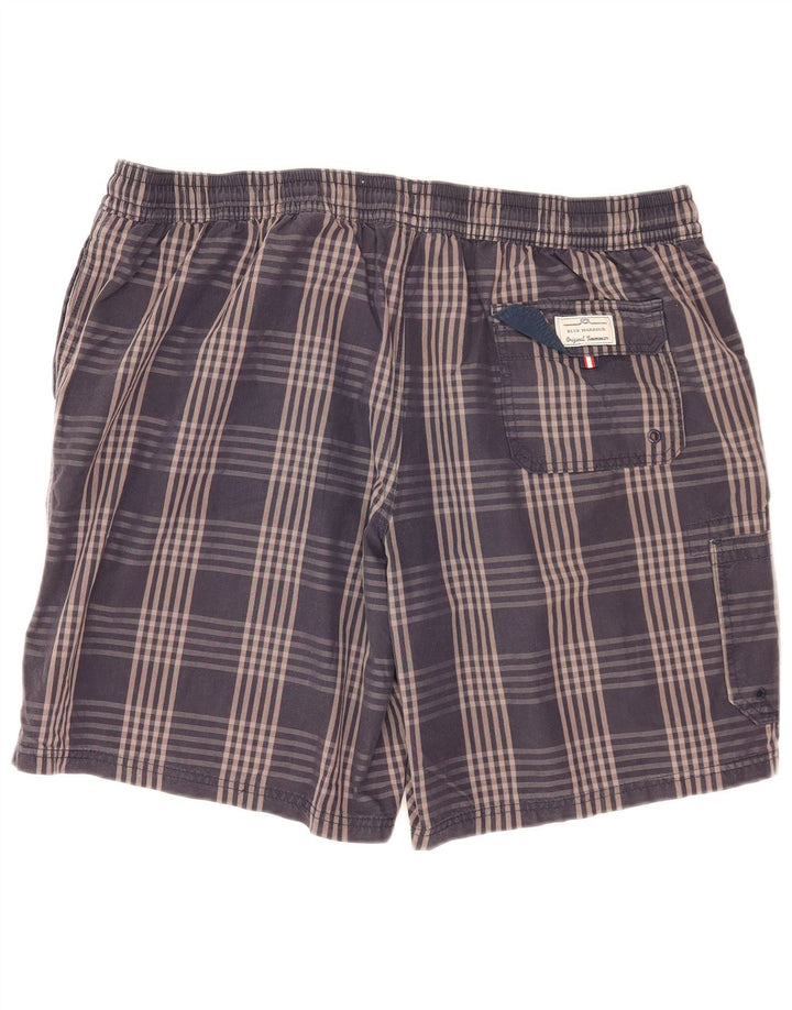 Ανδρικό σορτς κολύμβησης Marks & Spencer Cargo 2XL Navy Blue Check Cotton
