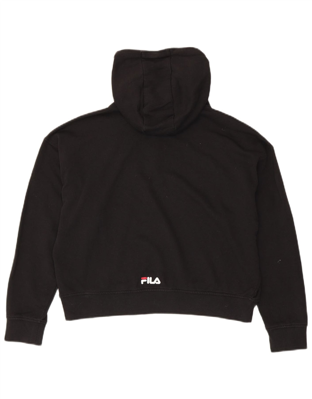 Γυναικείο FILA Oversized Crop Graphic Hoodie Jumper UK 6 XS Μαύρο