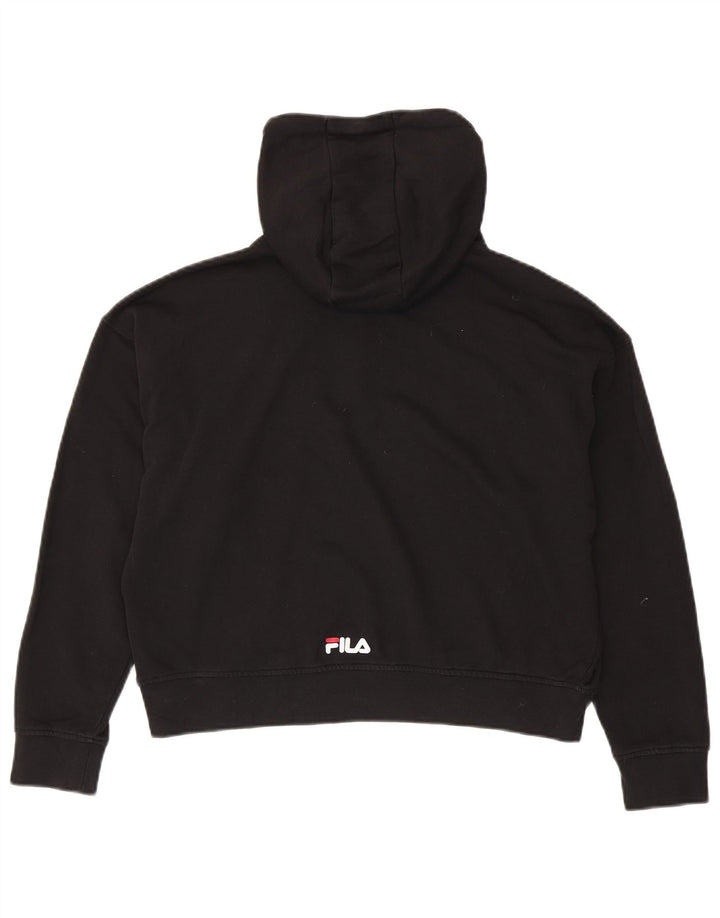Γυναικείο FILA Oversized Crop Graphic Hoodie Jumper UK 6 XS Μαύρο