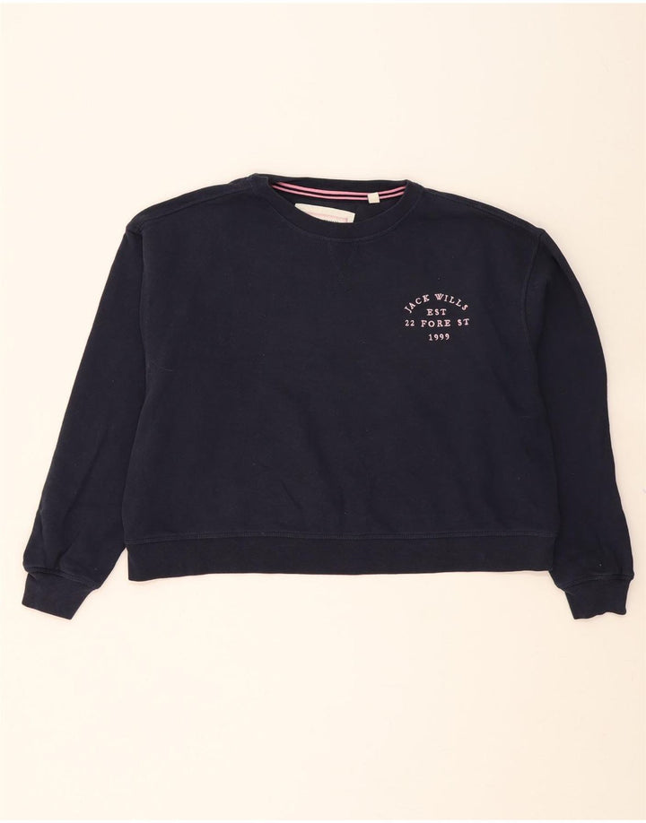 JACK WILLS Womens Crop Oversized Sweatshirt Jumper UK 14 Large Navy Blue Vintage Jack Wills and Second-Hand Jack Wills from Messina Hembry 