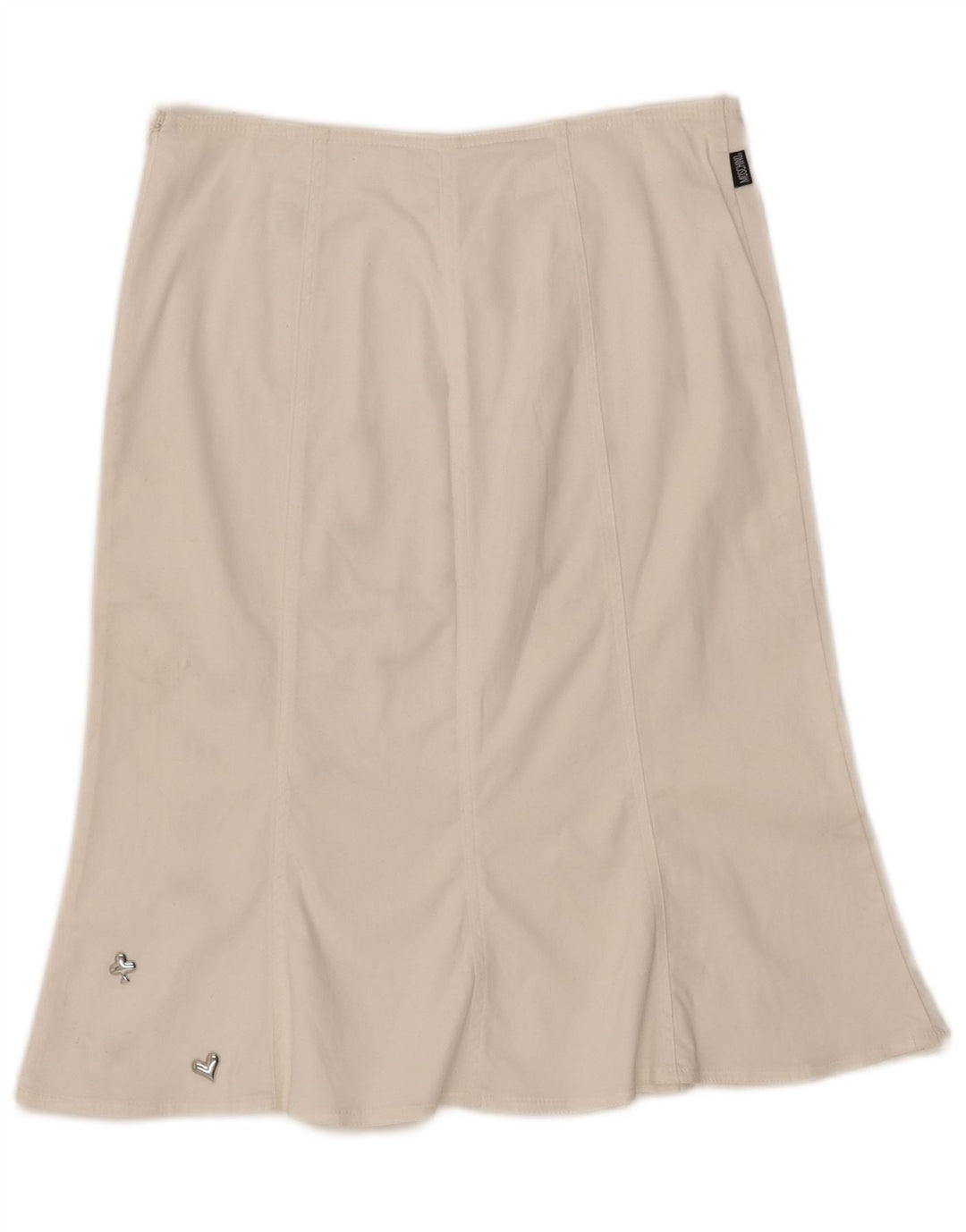 MOSCHINO Γυναικεία ψηλόμεση φούστα σε γραμμή Α UK 14 W30 L23 Λευκό βαμβακερό