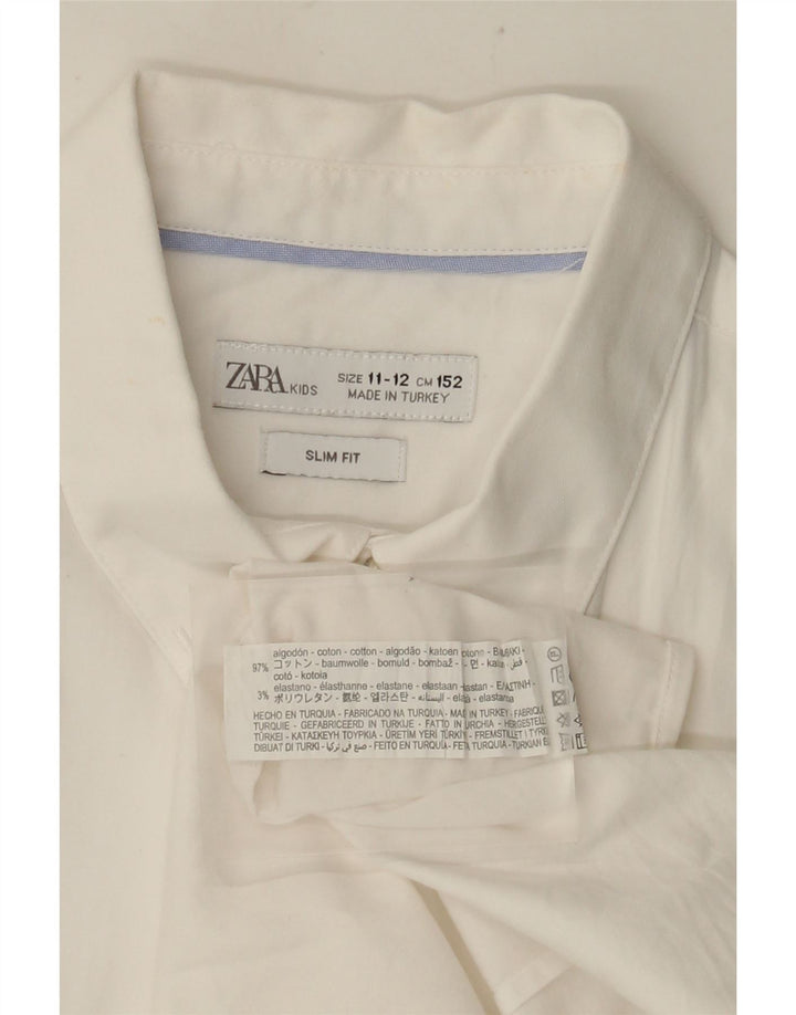 Πουκάμισο Zara Boys Slim Fit 11-12 ετών Λευκό βαμβακερό