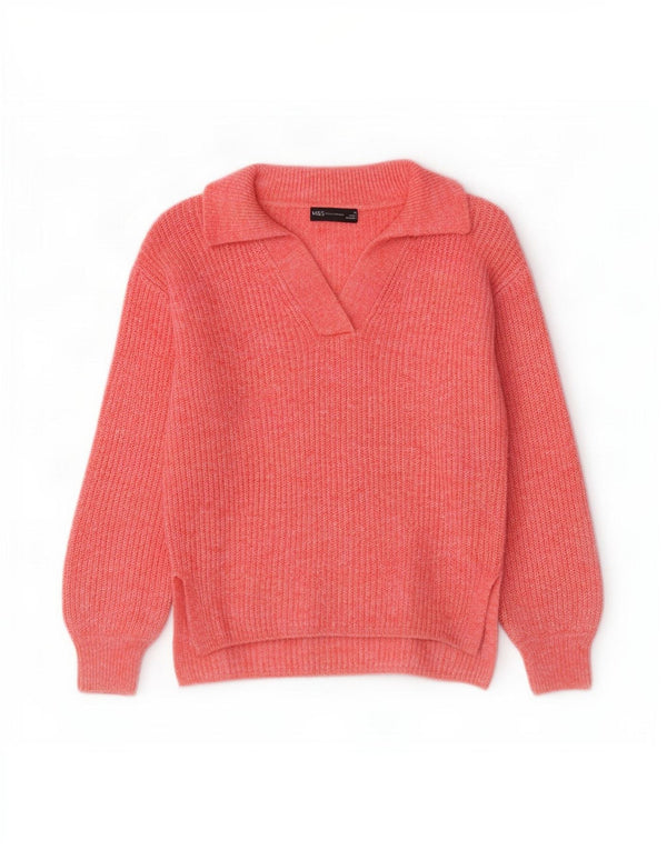 Marks & Spencer Γυναικείο πουλόβερ με λαιμό polo UK 6 XS Pink
