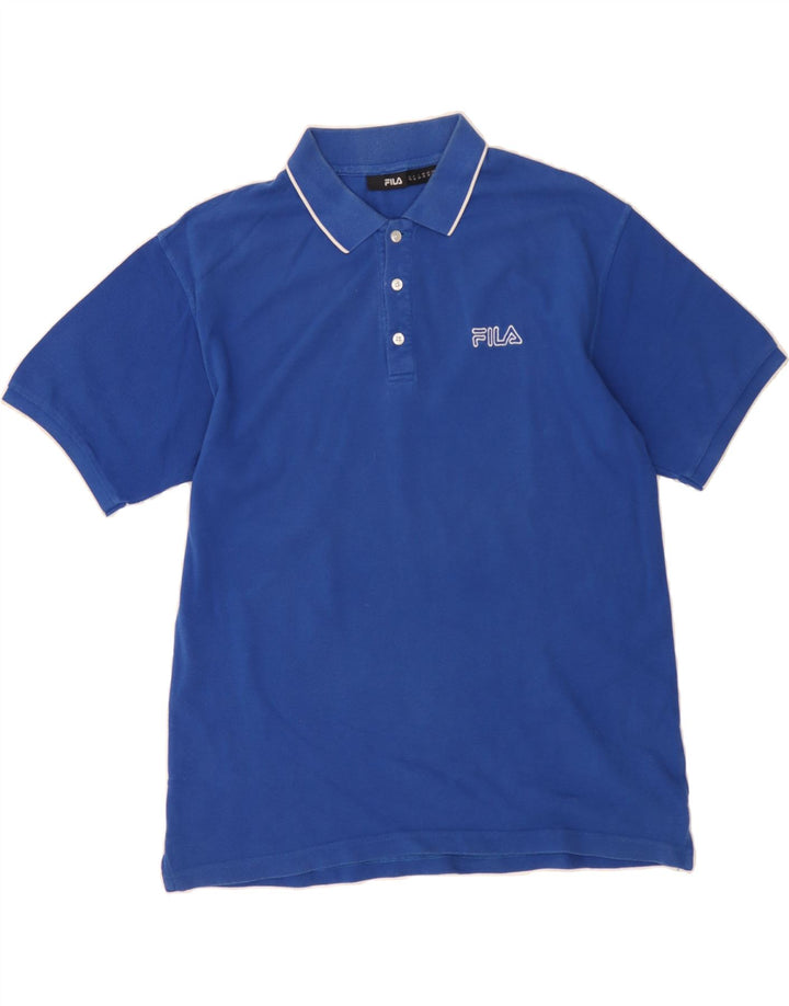 FILA Mens Polo Shirt Medium Blue Cotton Vintage Fila and Second-Hand Fila from Messina Hembry 