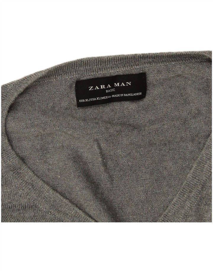 Ανδρικό πουλόβερ Zara με V λαιμόκοψη XL Γκρι
