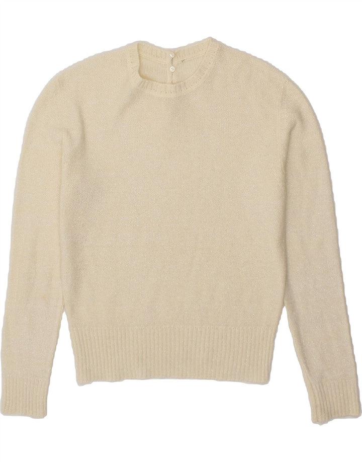 VINTAGE Womens Crew Neck Jumper Sweater UK 14 Medium Off White Vintage Vintage and Second-Hand Vintage from Messina Hembry 