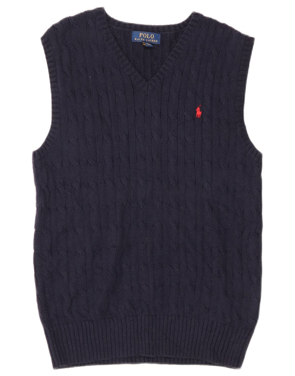 Polo Ralph Lauren Boys Vest Tank Top 14-15 ετών Μεγάλο Navy Blue βαμβακερό