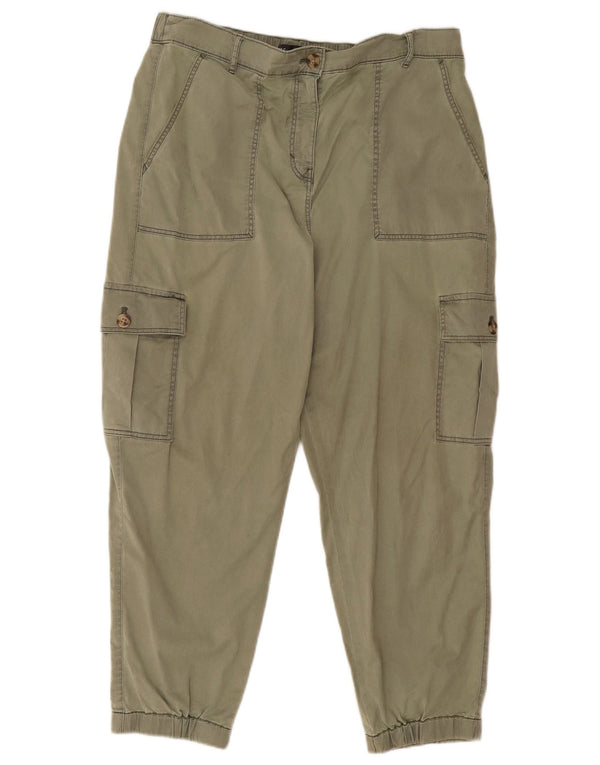 Marks & Spencer Womens Joggers Cropped Παντελόνι UK 14 Large W32 L24 Khaki